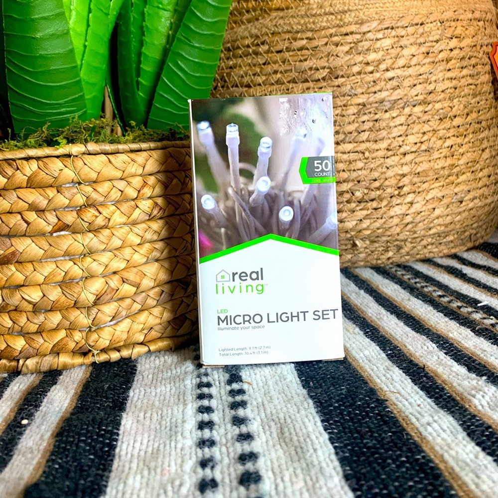 50 count clear indoor and outdoor micro led light set - string lights white cord
